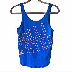 Hollister | Halter Tank Top Blue w Orange Logo XS
